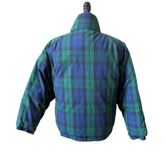Eddie Bauer Reversible Green & Navy Tartan Down Puffer Jacket Size Medium - Picture 2 of 7
